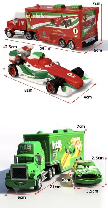 Набір з 2-х машинок з Cars Тачки Трейлер Мак Автовоз Блискавка МакКвін