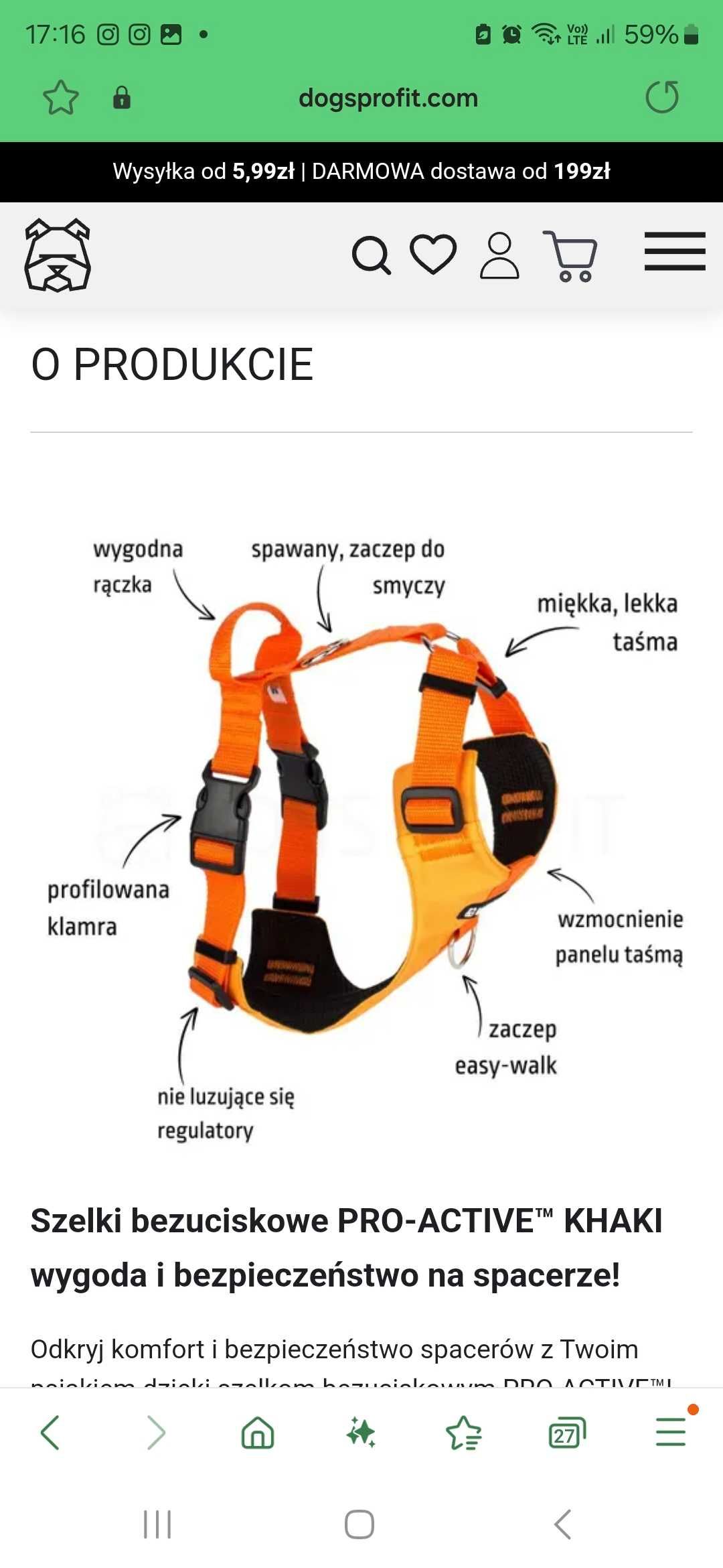 Szelki dog's profit rozmiar S