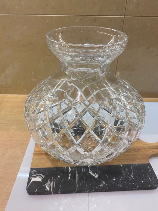 Piękny, Duży ciężki wazon kryształowy PRL