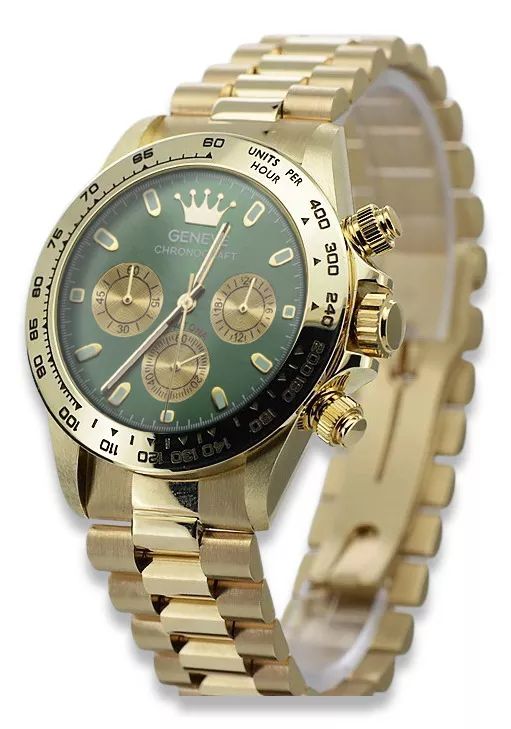 Złoty zegarek z bransoletą męski 14k Geneve mw014ydgr&mbw015y Katowice