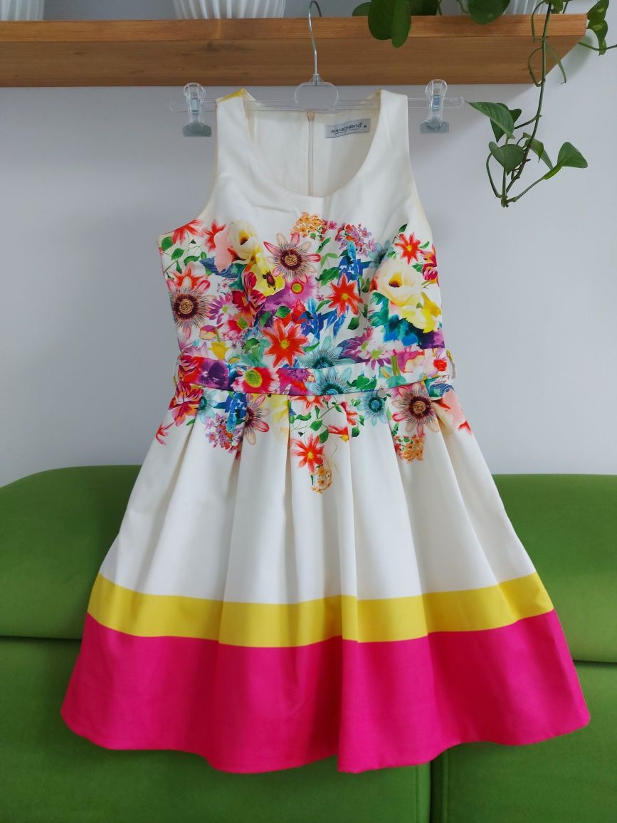Sukienka S / M koktajlowa wesele kolorowa jak nowa włoska