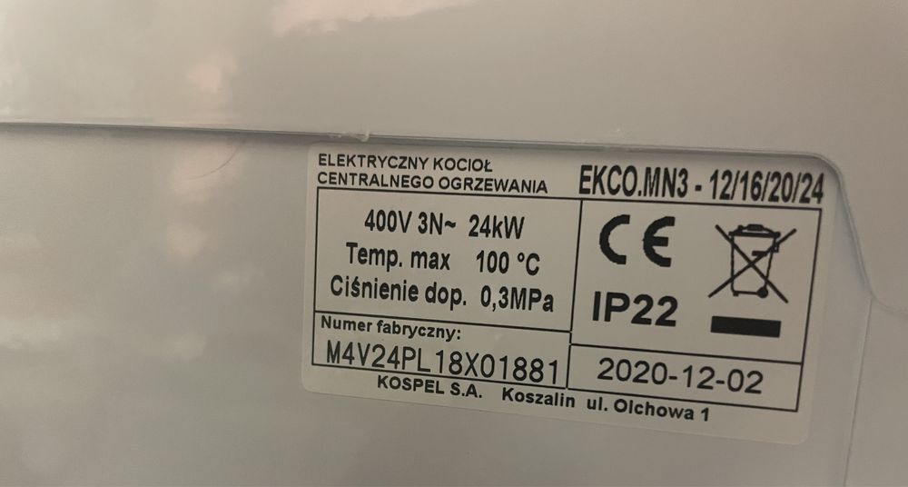 Kocioł elektryczny Kospem EKCO.MN3