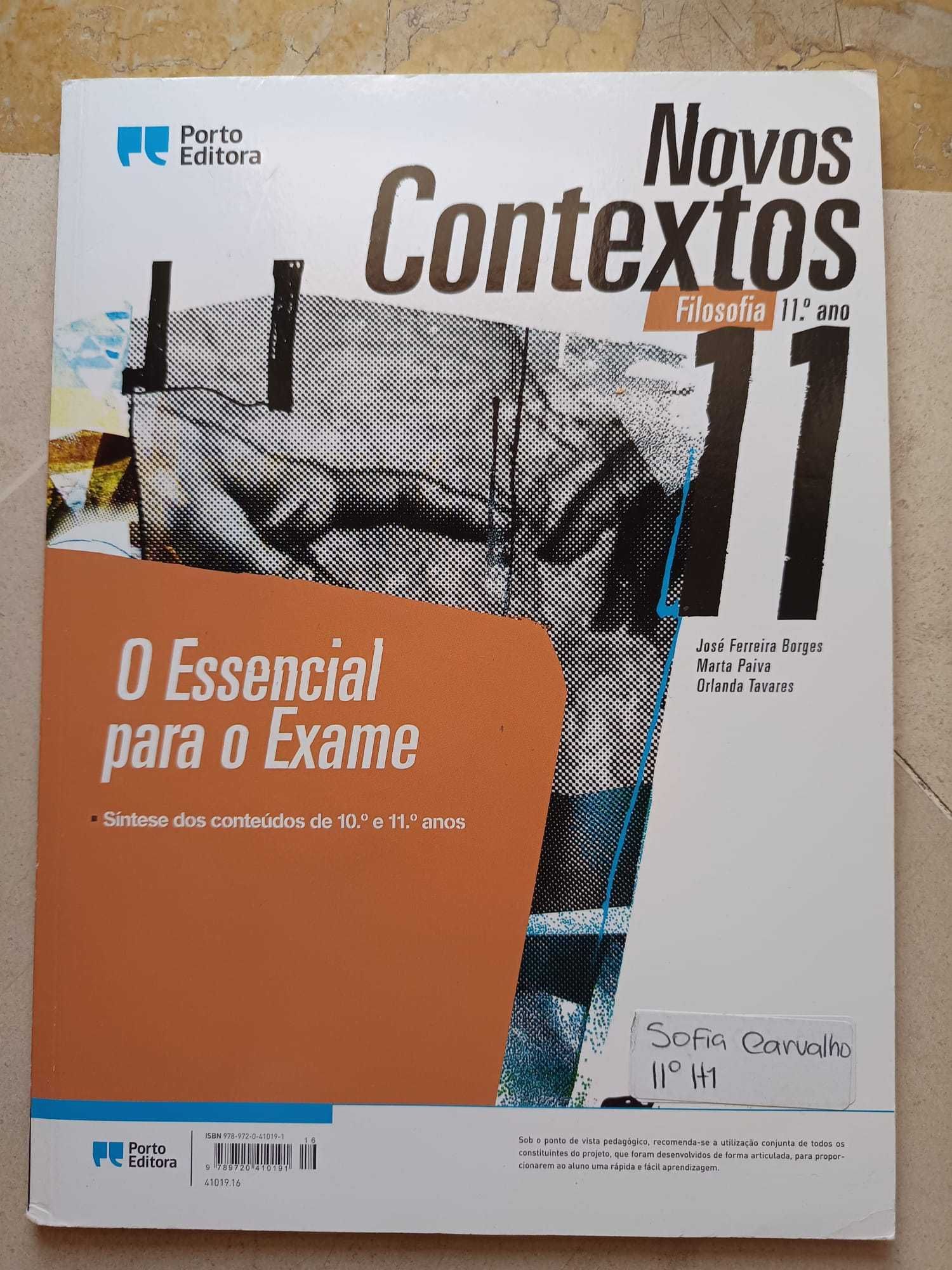 Livro "Novos Contextos 11" de Filosofia e Caderno de Atividades