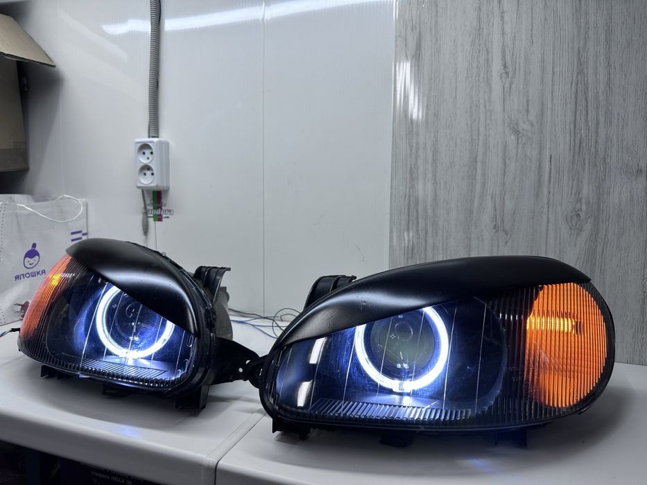 Установка линз  фары на ланос ксенон лед линзы билед фары Ланос тюнинг