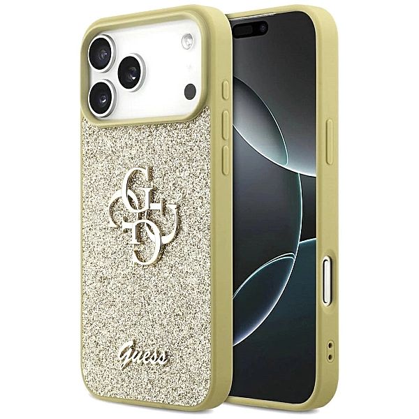 Etui Guess Fixed Glitter Big 4G na iPhone 17 Pro Max - złote