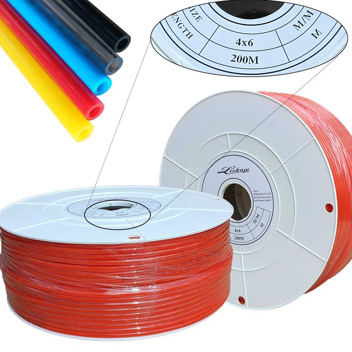 Wąż przewód pneumatyczny poliuretan PU 6x4mm 200m