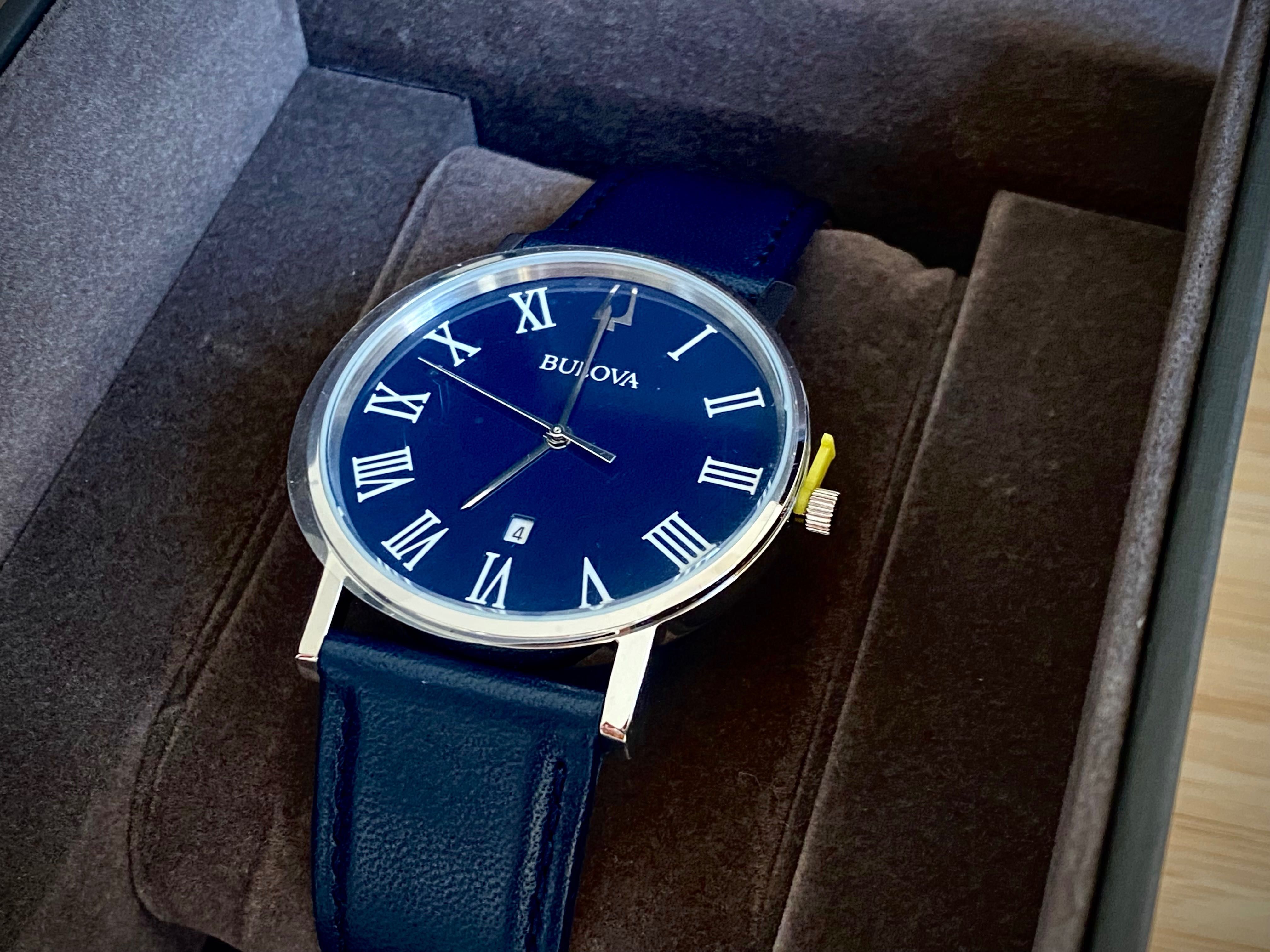 Bulova 96B295 zegarek męski skóra niebieski / NOWY