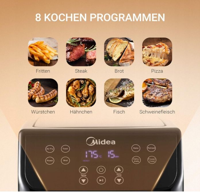 Midea MF-CN55A2 5,5L Frytkownica na gorące powietrze z wyświetlaczem