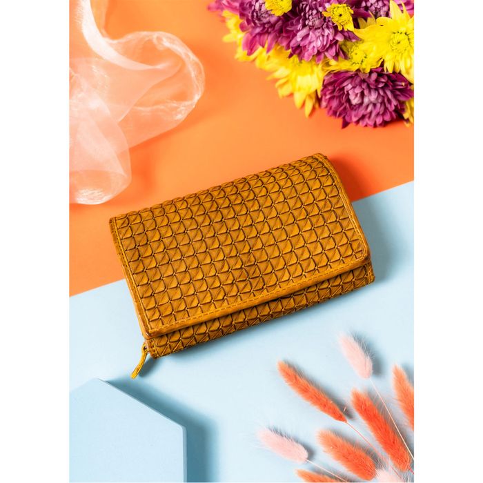 klasyczny portfel damski do torebki z geometrycznym wzorem - rovicky