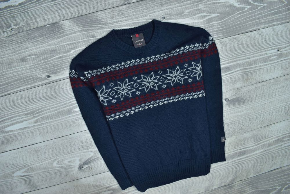 Ulvang Granatowy Wełniany Sweter Męski Crewneck Xl