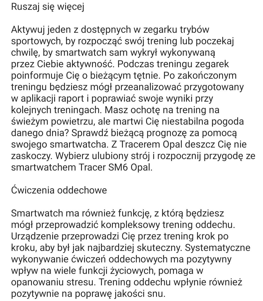 Nowy SmartWatch Tracer SM6 Opal Inteligętny zegarek