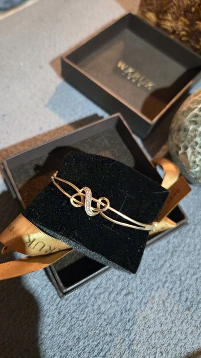 14K 585 Sztywna bransoletka bangle kamieniami stan BDB nieskończoność