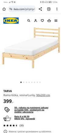 Łóżko sosnowe 90x200 Ikea z materacem