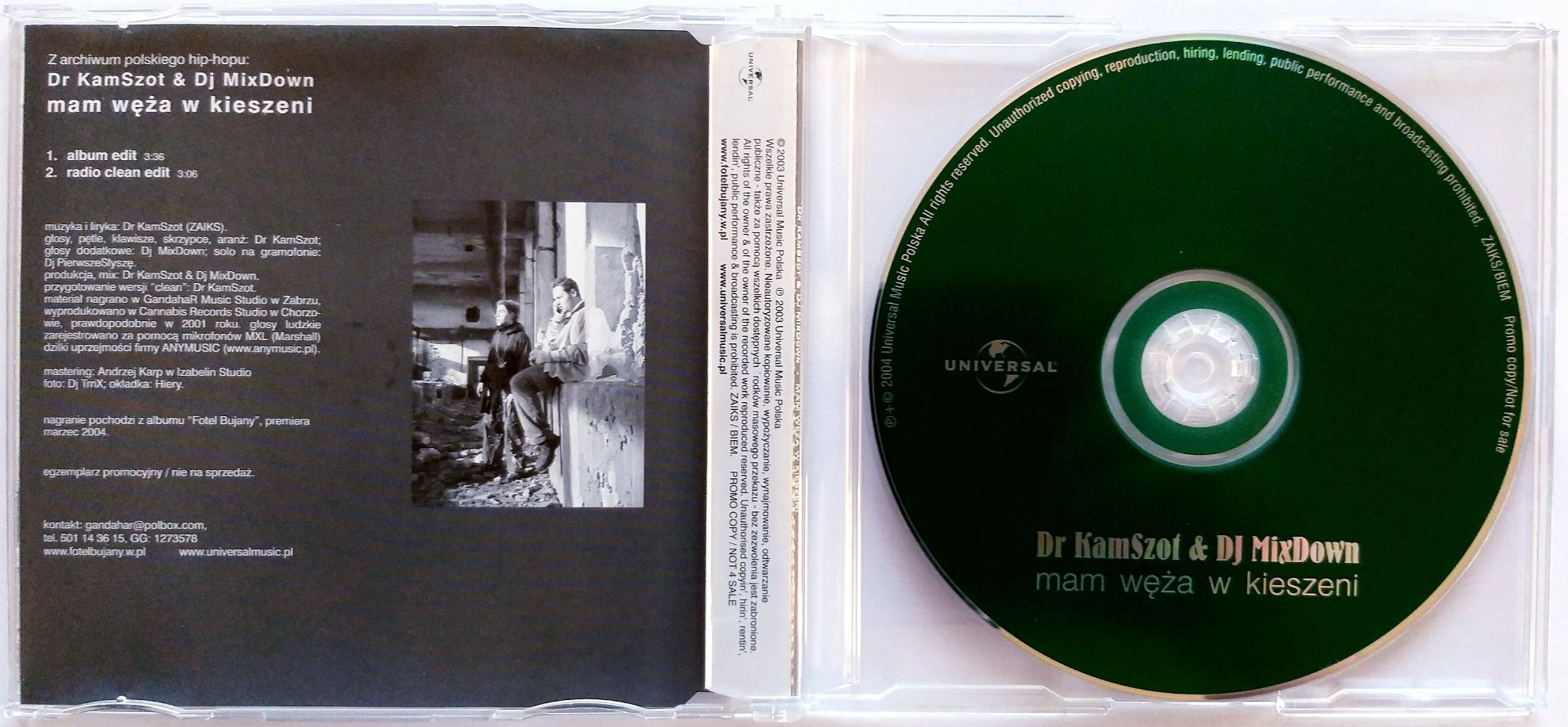 CDs Dr KamSzot & DJ MixDown Mam Węża W Kieszeni 2003r