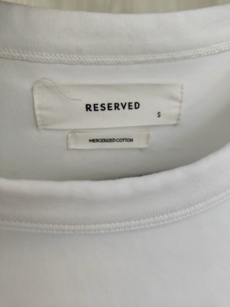Biały męski longsleeve z bawełny, koszulka na długi rękaw,Reserved,r.S