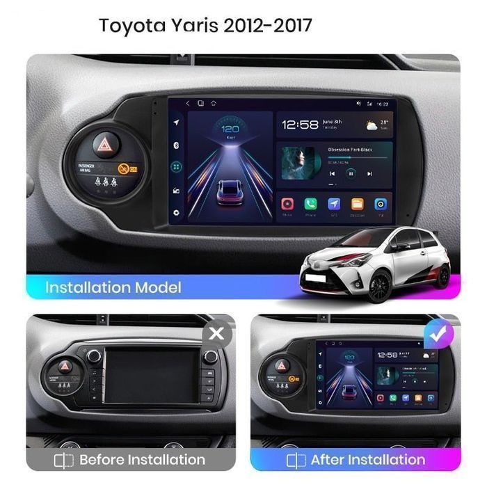Radio Android CarPlay 2GB+32GB Toyota Yaris 2012–2017