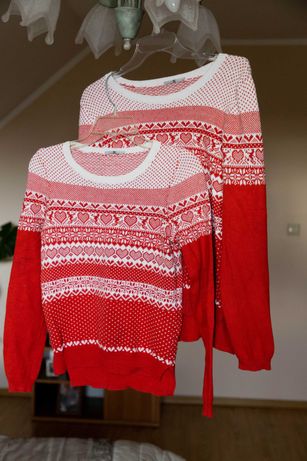 komplet swetrów  świąteczny wzór na świeta dla  pary sesja swiąteczna