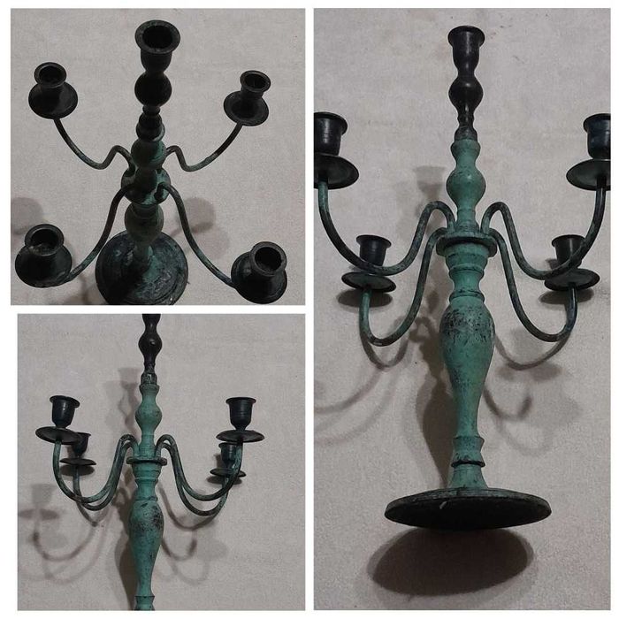 Вінтажний канделябр свічник латунний  на 5 свічок