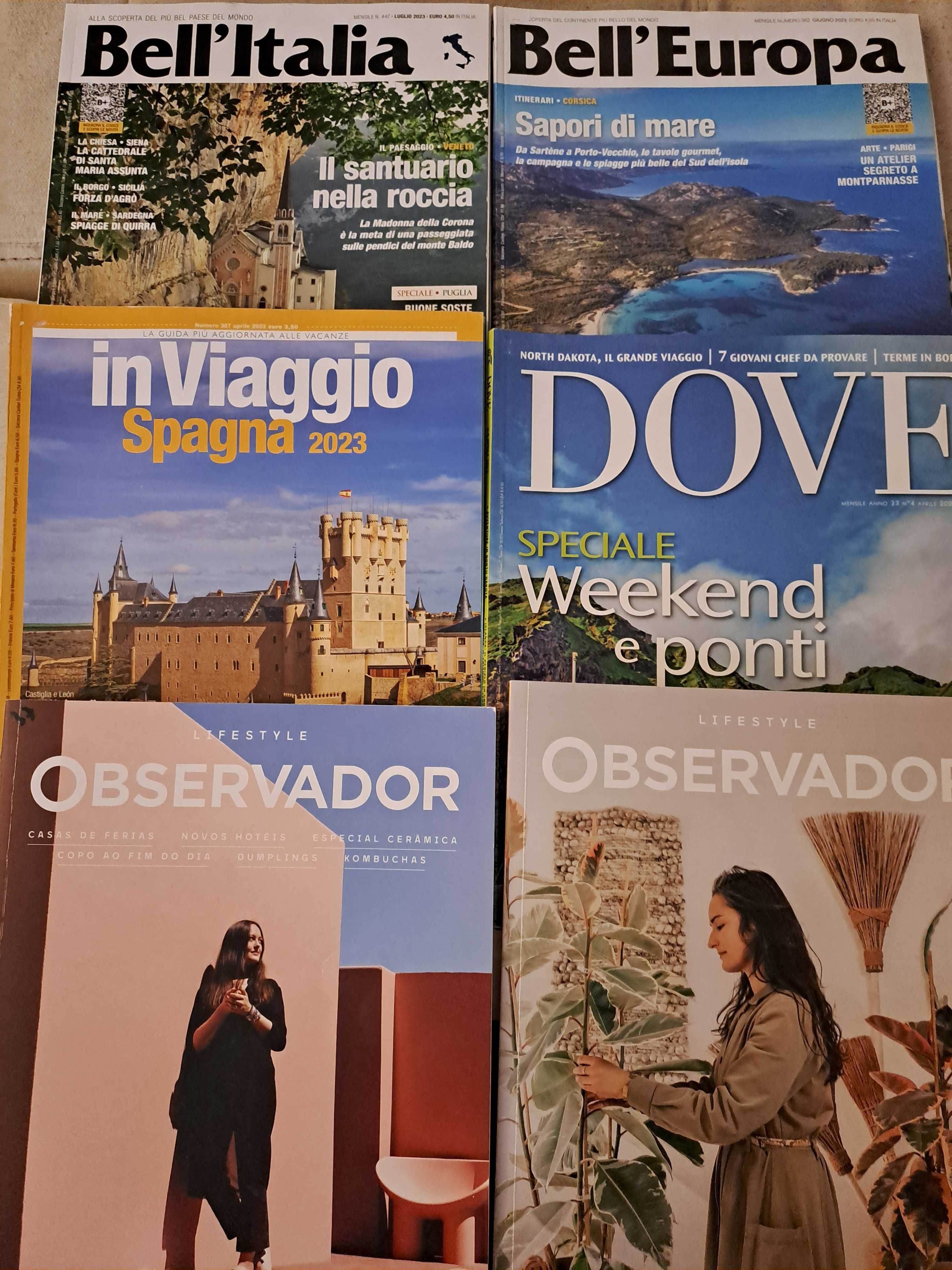 Revistas Dove/In Viaggio/Bell'Europa/Bell'Italia/Observador