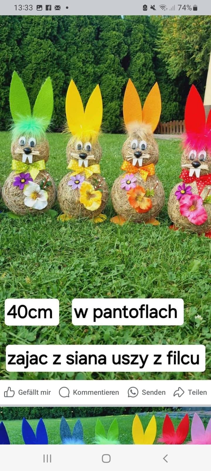 Zajac z siana ozdoby na Wielkanoc