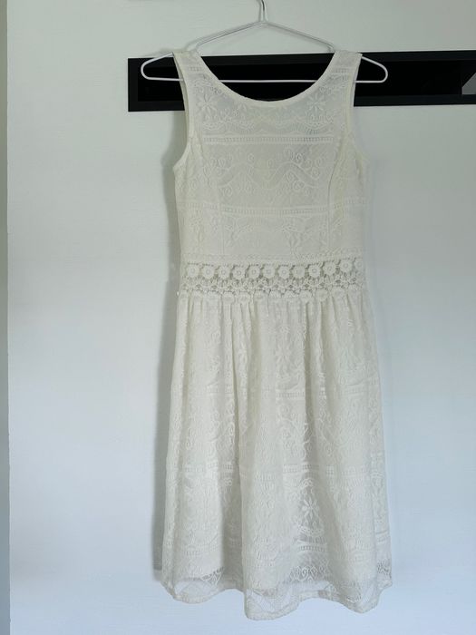 Kremowa/biała koronkowa sukienka rozm 8