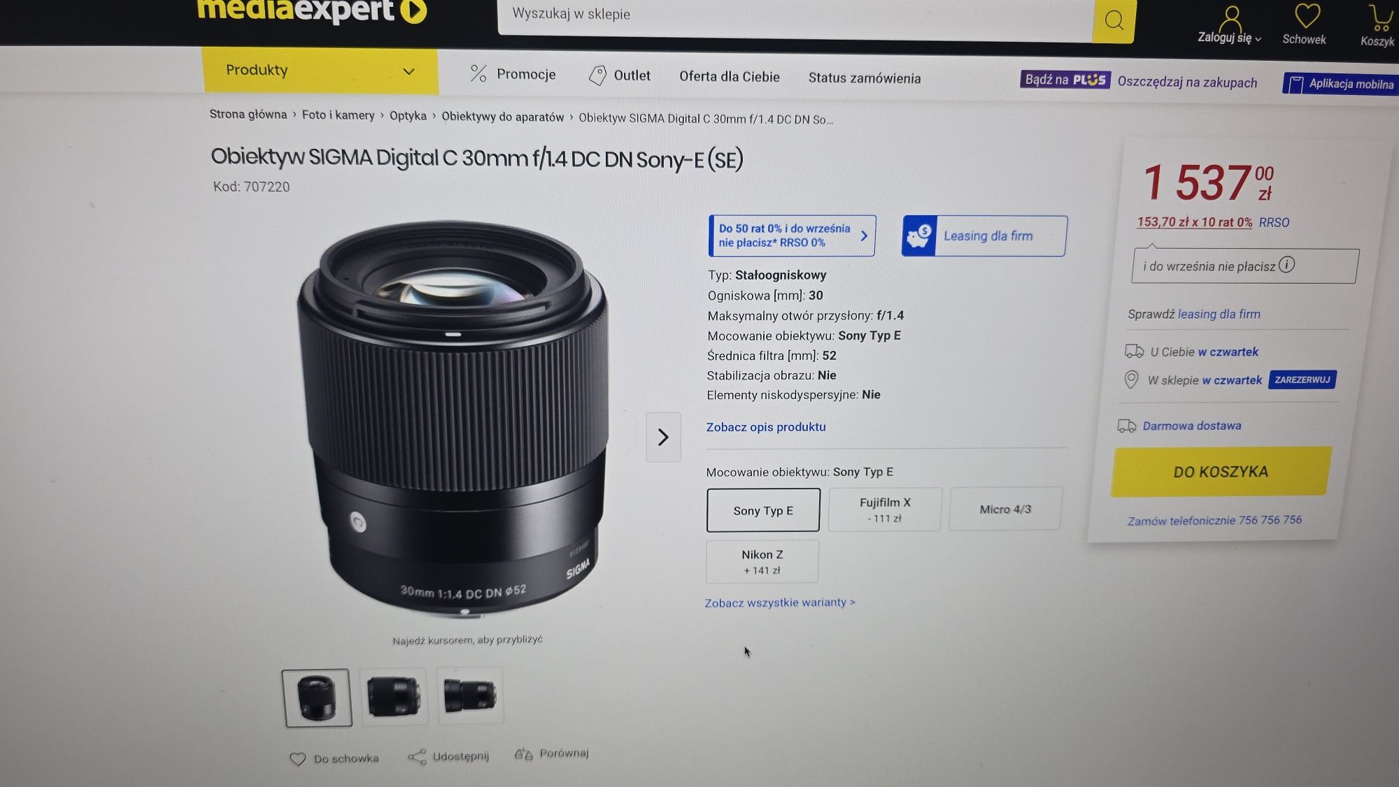 sony a6300 z teleobiektywem sony + sigma 30 mm
