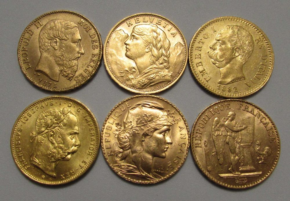 Продам Золоті Монети 20 Франків 1875, 1892, 1897, 1922, 20 Лір 1882