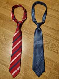 Krawat niebieski czerwony jedwabny paski