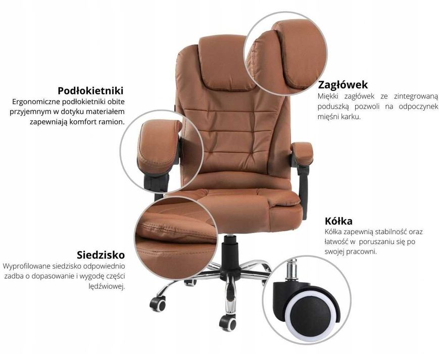 NOWY Fotel Biurowy Ergonomiczny Do Biurka Obrotowy Krzesło Biurowe FV