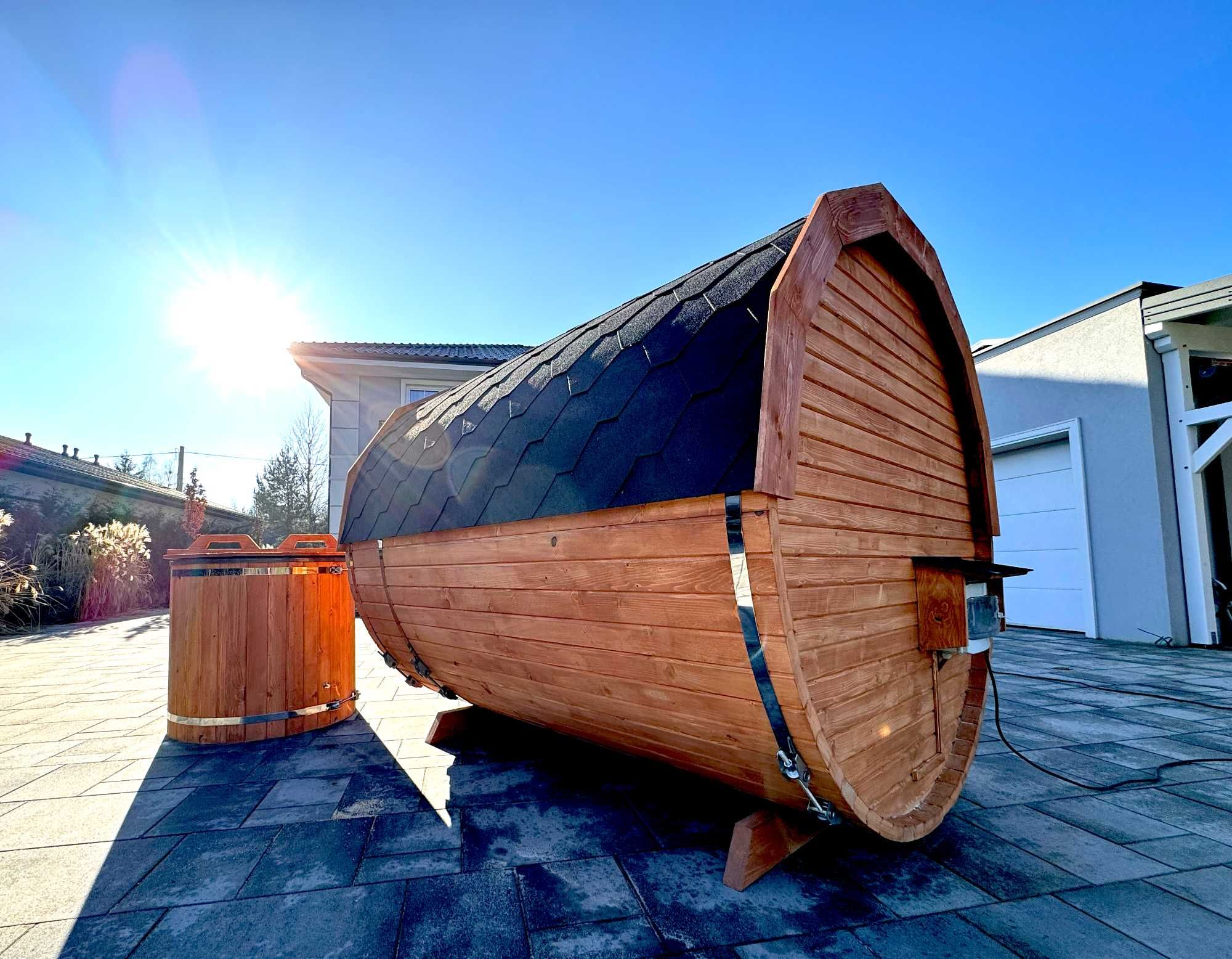 Sauna beczka ogrodowa 200x250 do samodzielnego montażu złożenia