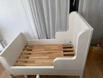 Łóżeczko Ikea BUSUNGE rozsuwane biala rama 80x200