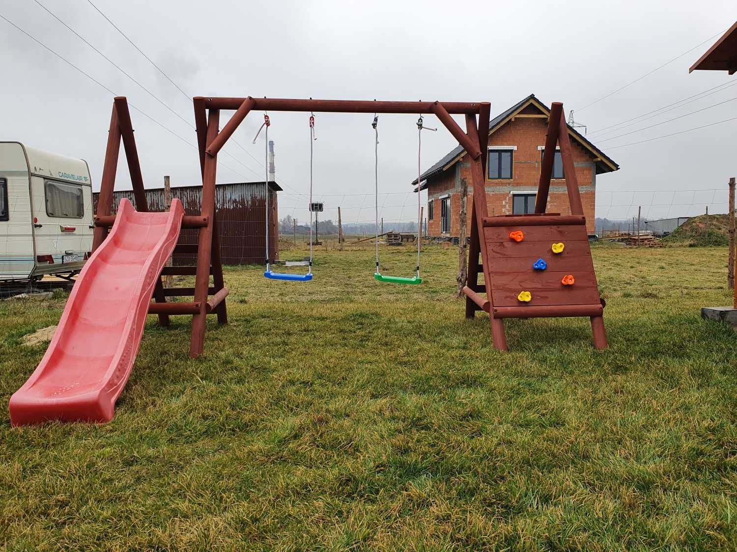 Plac zabaw dla dzieci Ślizg Ścianka 2 Huśtawki Solidny Trwały "Tymek"