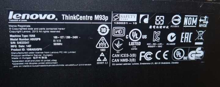 KOMPUTER LENOVO ThinkCentre M93p i5-4570 8GB 240GB SSD Win 10
