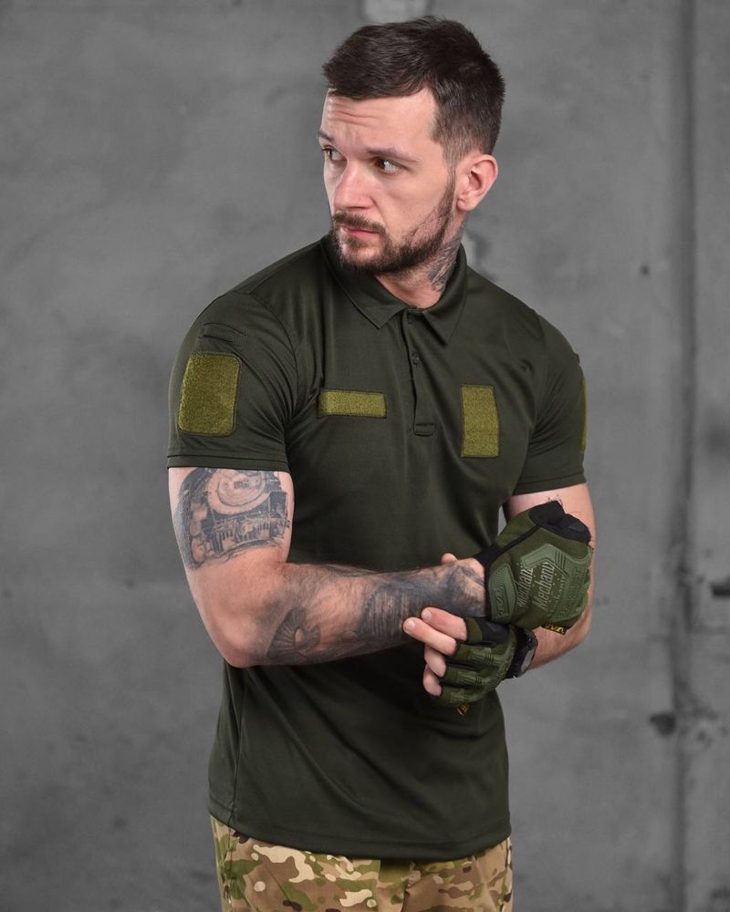Оливкова футболка для військових, Футболка з вставками під шеврони