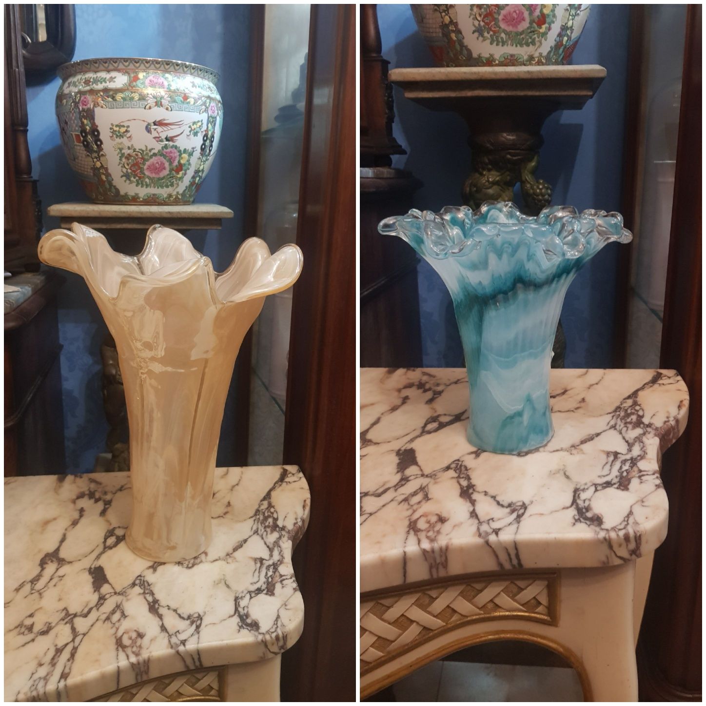 2 jarras em vidro murano  colorido