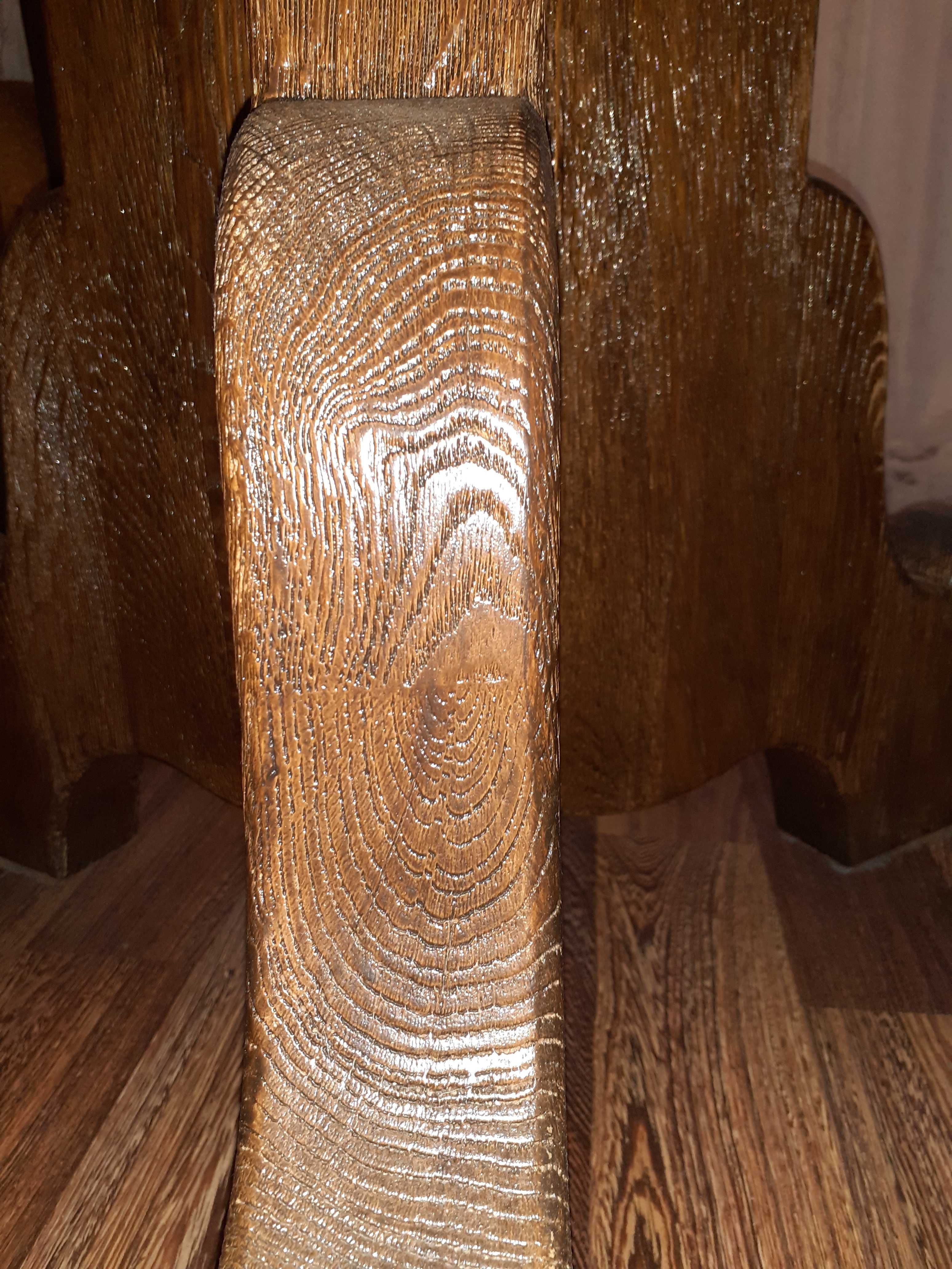 Stół Dębowy Lity Drewno 120x120 okrągły drewniany na nodze podstawie