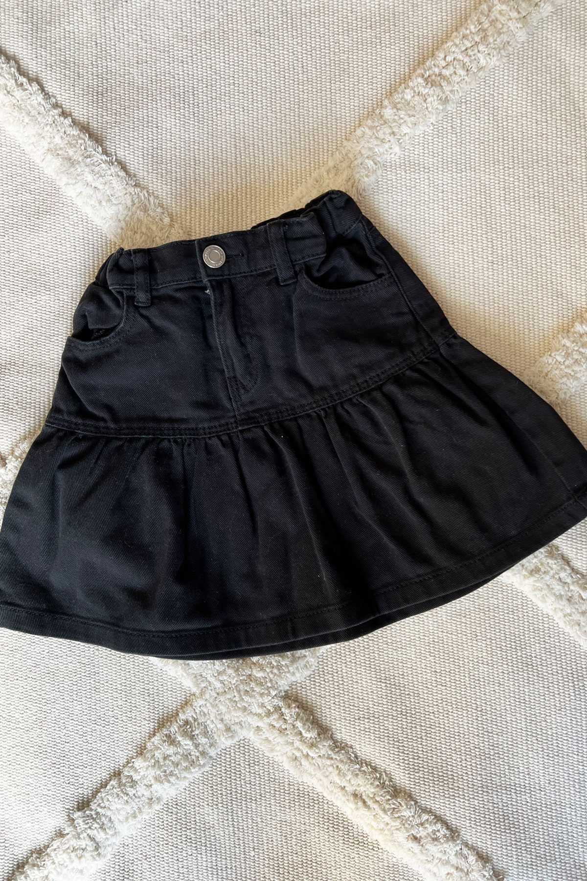 H&M czarna jeansowa spódniczka z falbaną rozm. 104 cm
