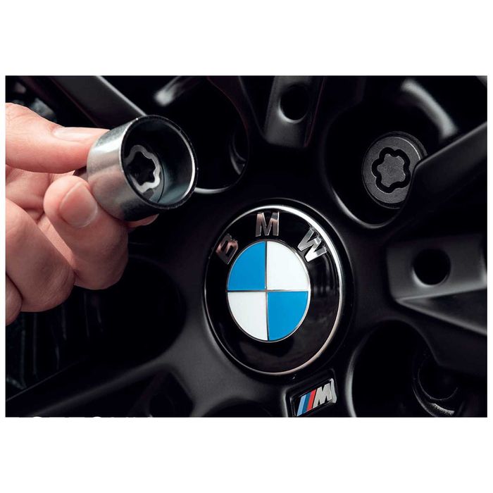 Komplet 3 śrub zabezpieczających koła BMW + klucz