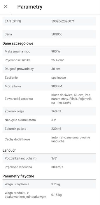 Piła spalinowa 58G950 GRAPHITE gałęziówka