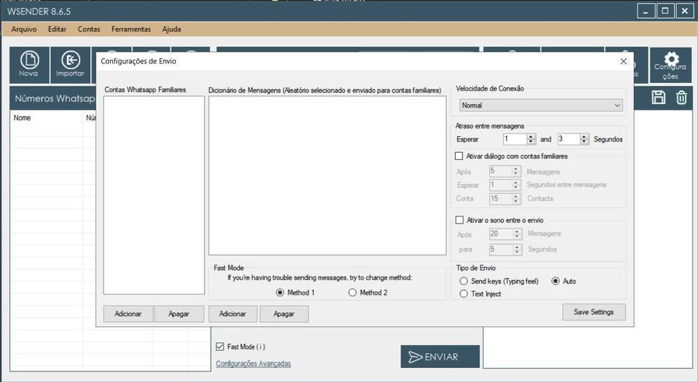 Enviador automático de mensagens para a família, amigos e/ou clientes