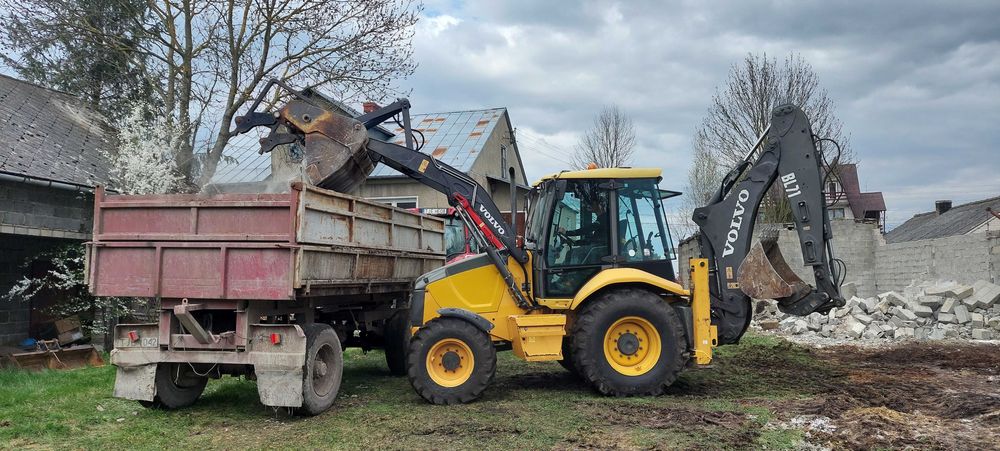 usługi koparko-ładowarką , wykopy , roboty ziemne , wyburzenia ,
