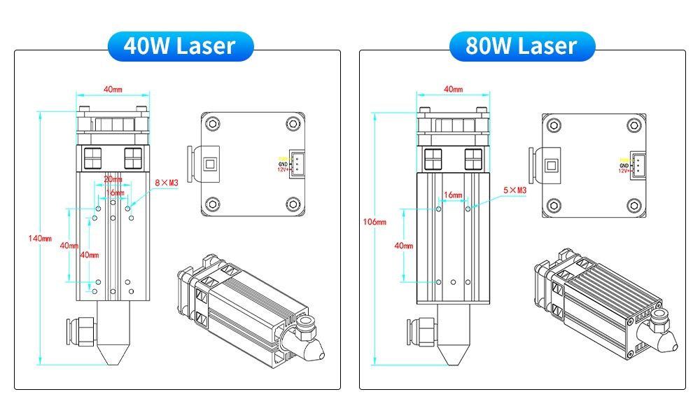 лазерний модуль 80вт для лазерного гравера