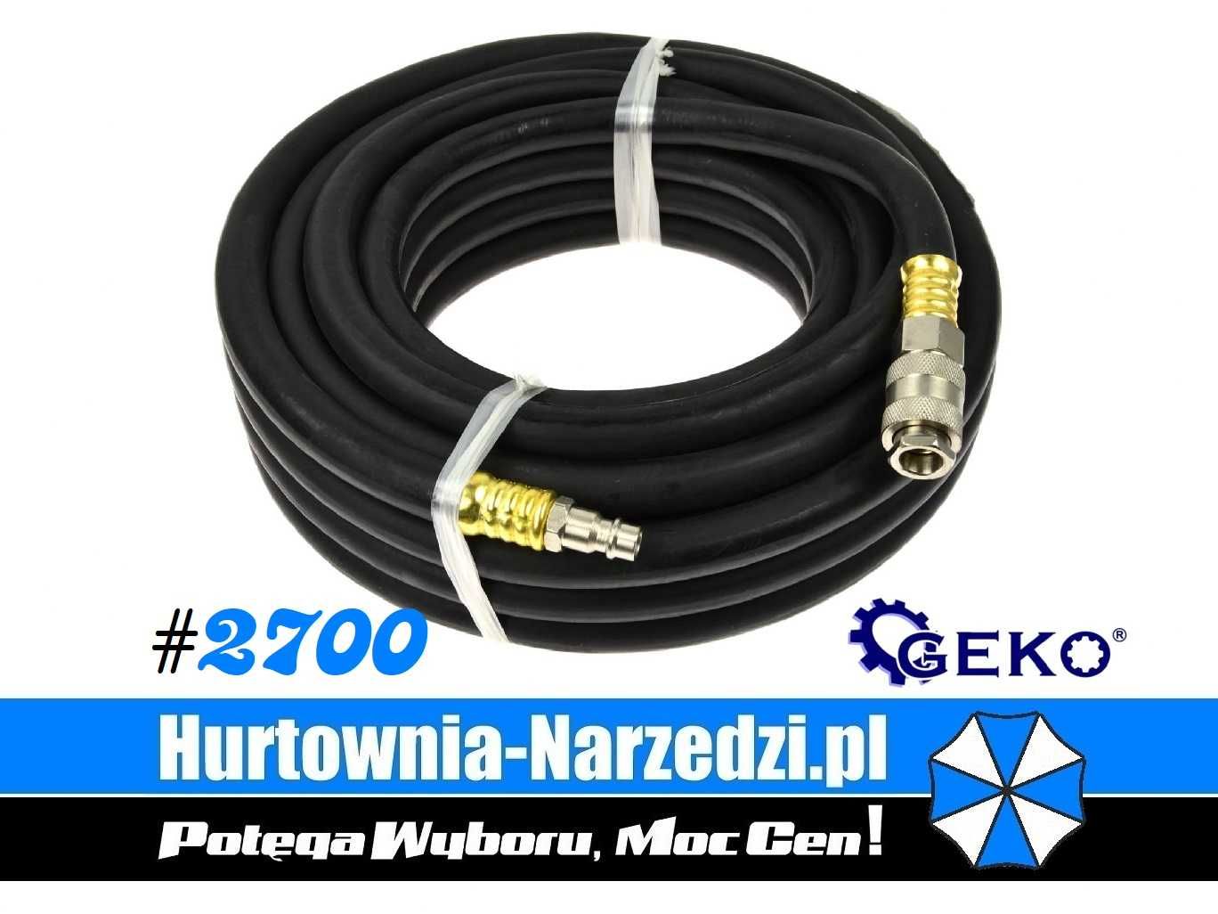 Wąż pneumatyczny 10x17mm 10m z szybkozłączkami, zakuwany Geko G02957
