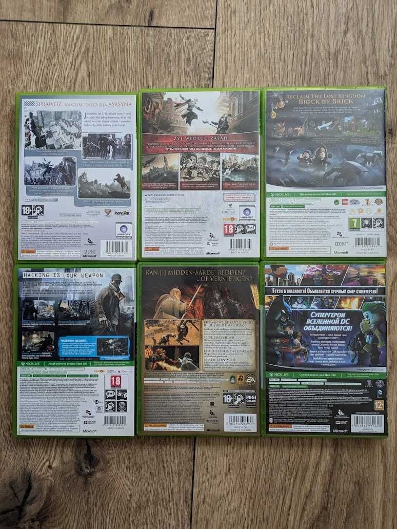 Zestaw 5 gier na Xbox 360 (Assasin's Creed 2, LEGO, Watchdogs, LOTR)