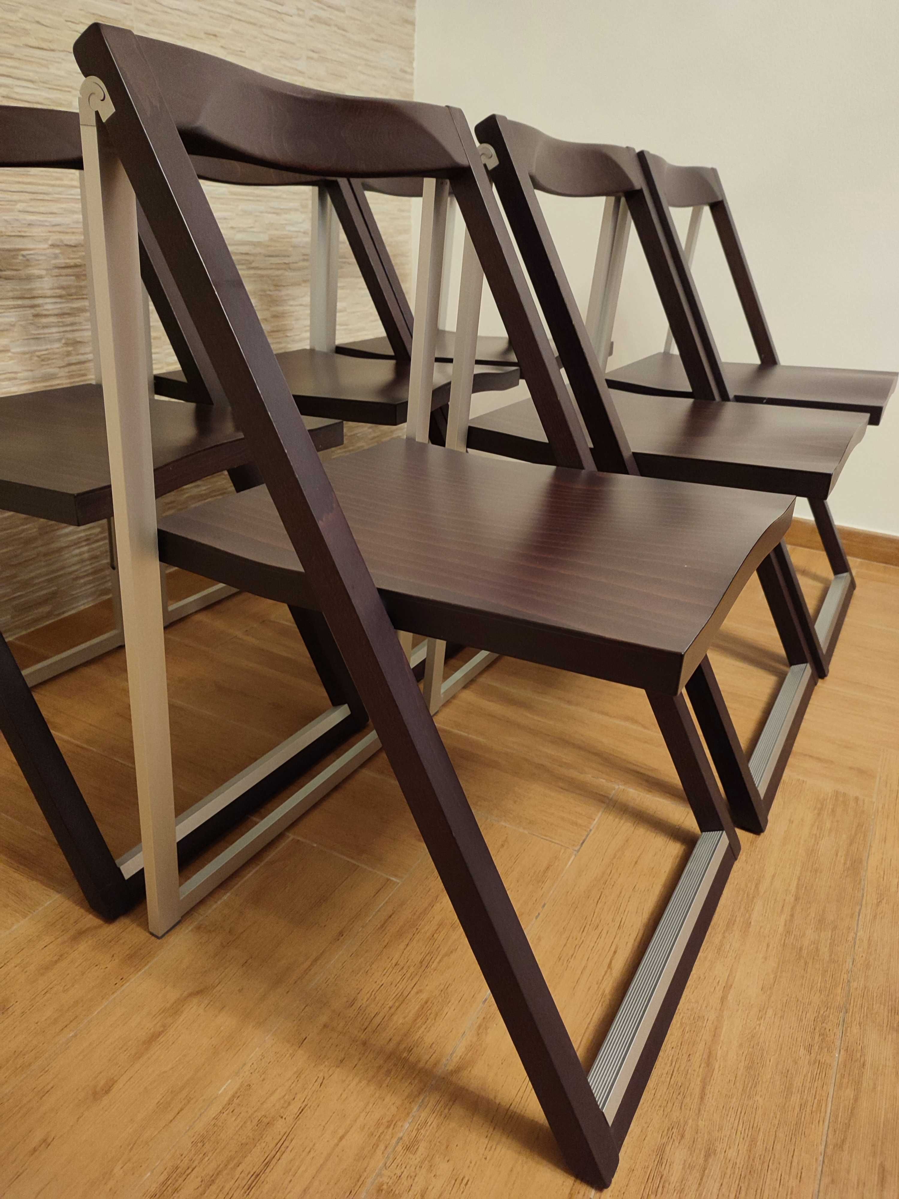6 włoskich krzeseł Calligaris Skip Cs207 - Aluminium i drewno używane