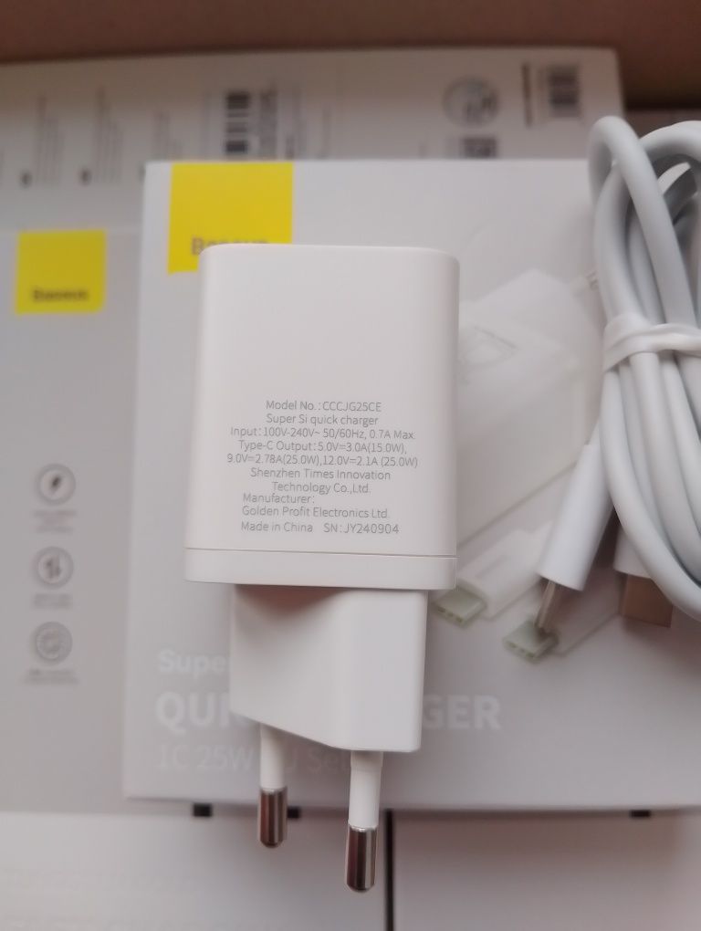 Швидка зарядка 25w+кабель тайпс/тайпс(комплект)