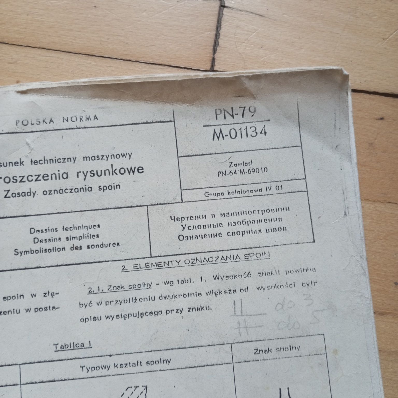 Pn-79 M-01134 rysunek techniczny maszynowy