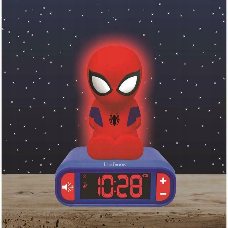 Lampka nocna SpiderMan BUDZIK zegar 3D figurka