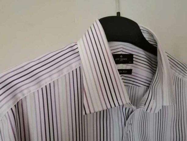 Nowa koszula męska L 40 bawełniana w paski biała fioletowa