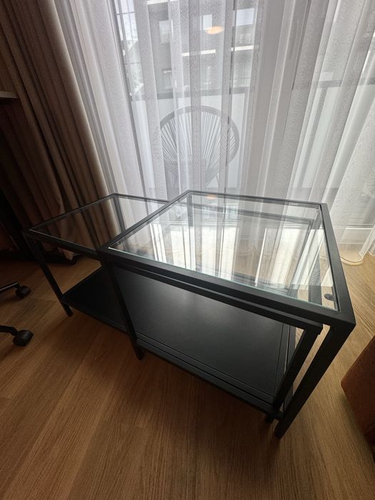 Stolik kawowy IKEA VITTSJÖ, 2szt, czarnobrąz/ szkło